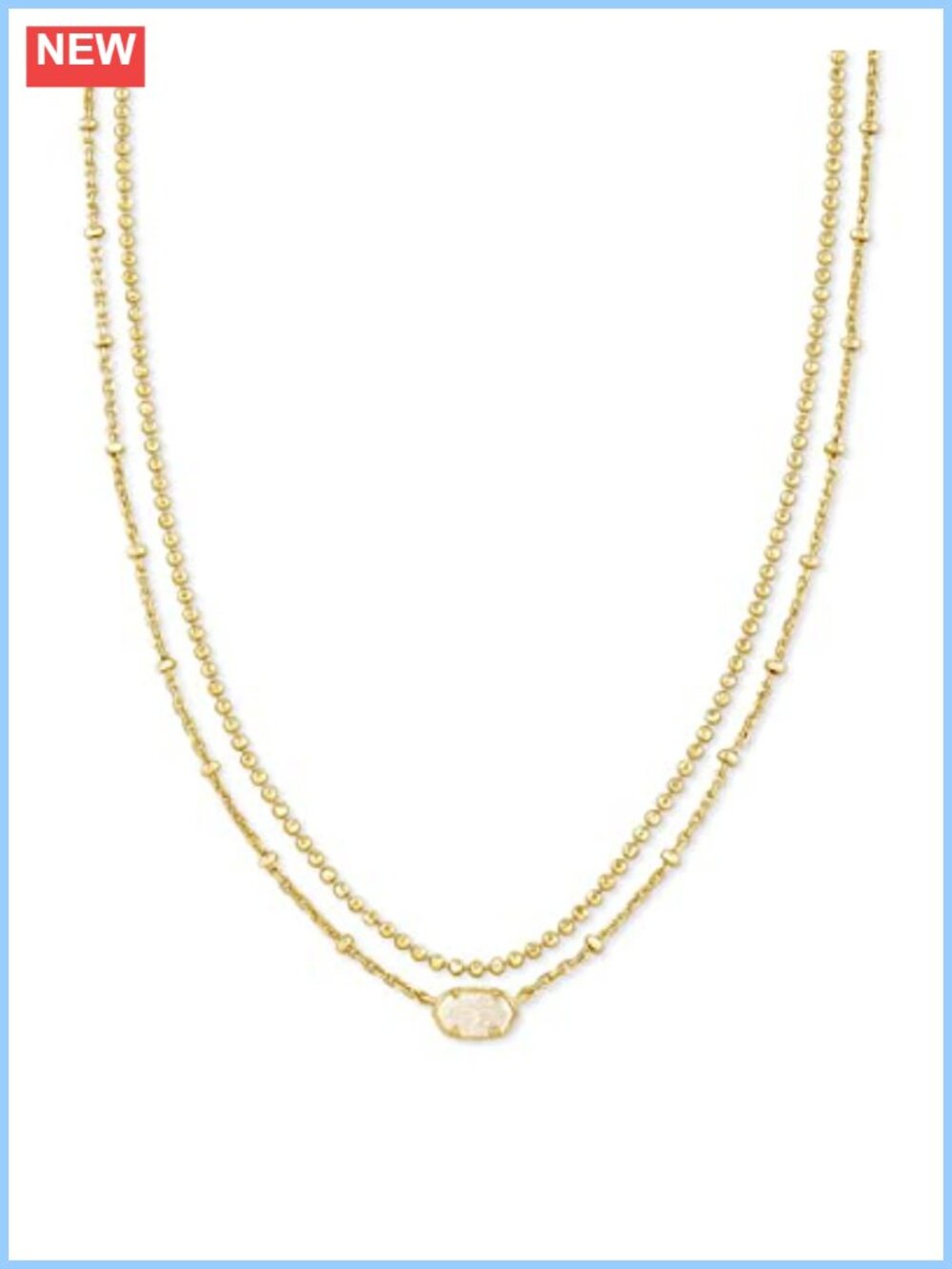 Gold Multi Strand Necklace Iridescent Drusy Layered Statement